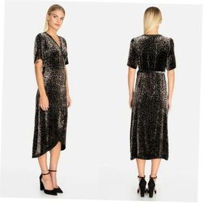 Johnny Was Black Leopard Midi Dress